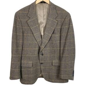 Camel Blue Plaid Men's Size 40 Reg Blazer 2 Button Closure Wool Blend